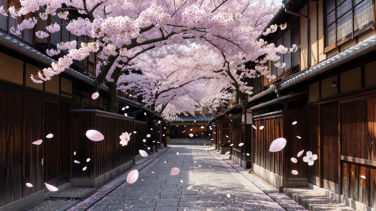 京都の桜と町家