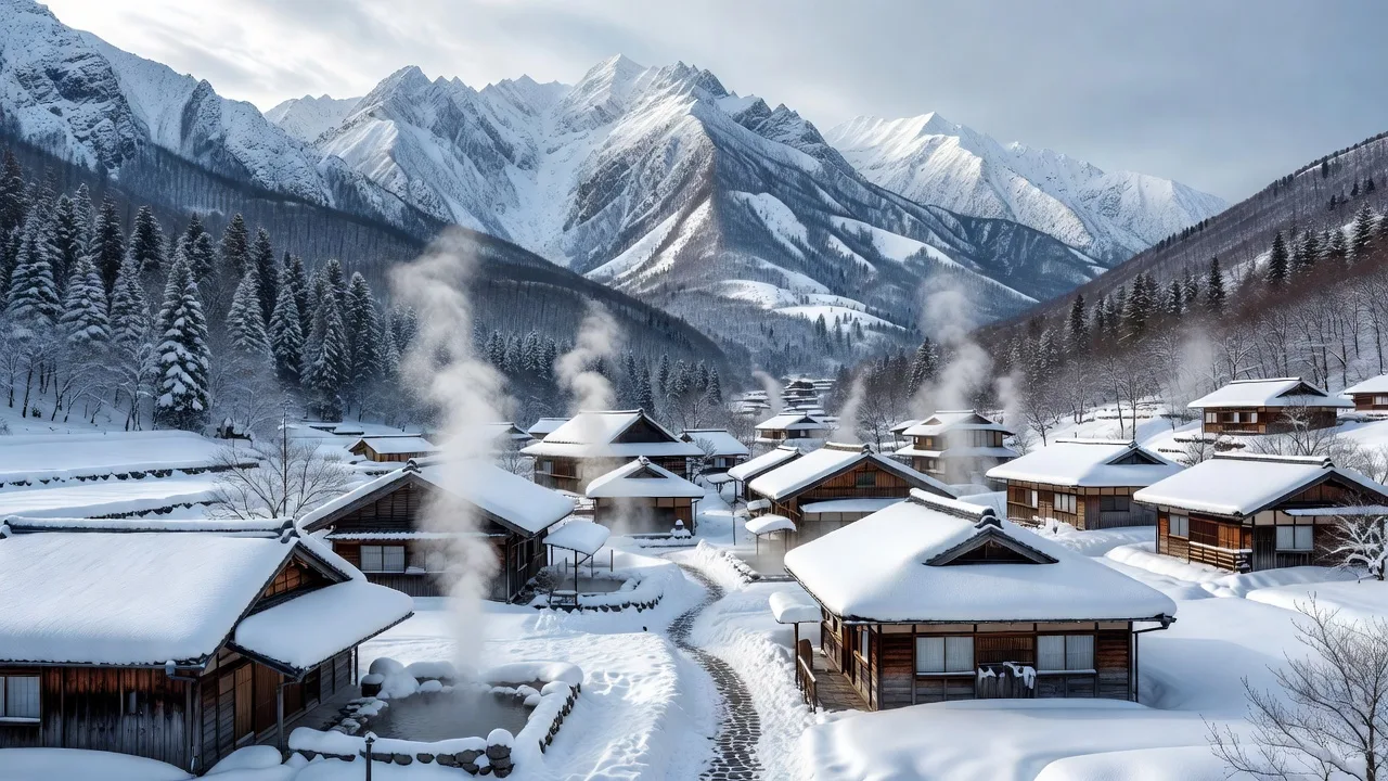 北海道の雪と森